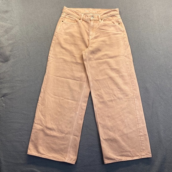 Old Navy Denim - Old‎ Navy Mid Rise Baggy Wide Leg Jeans Womens Size 8 Peach Denim Pockets